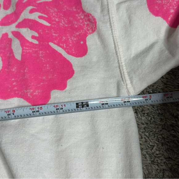 Free People x Tricia Fix Hibiscus Crew Sweatshirt Large hot pink floral Hawaiian - Picture 7 of 9